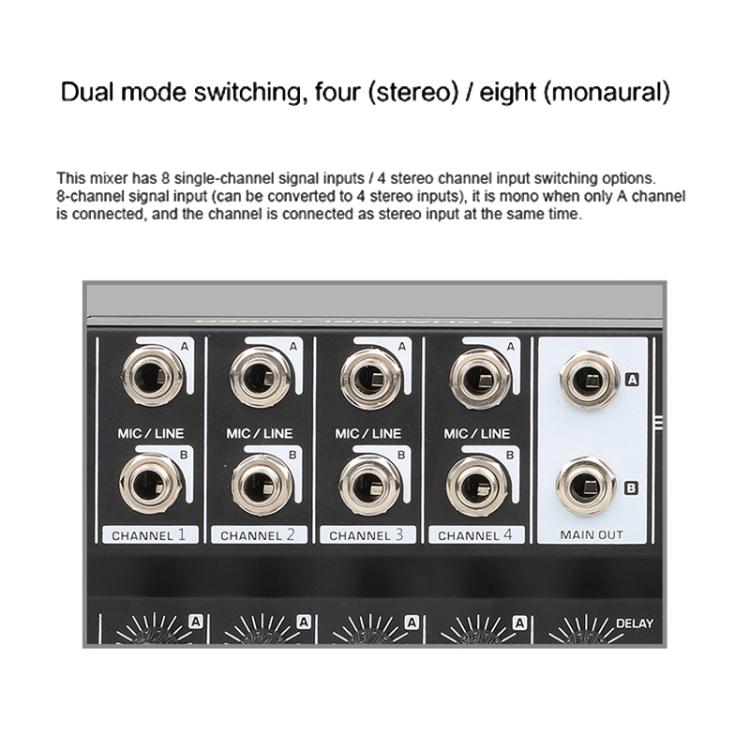 TEYUN Q48 8-Channels Microphone Audio Mixer