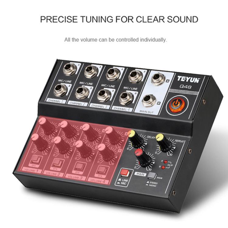 TEYUN Q48 8-Channels Microphone Audio Mixer
