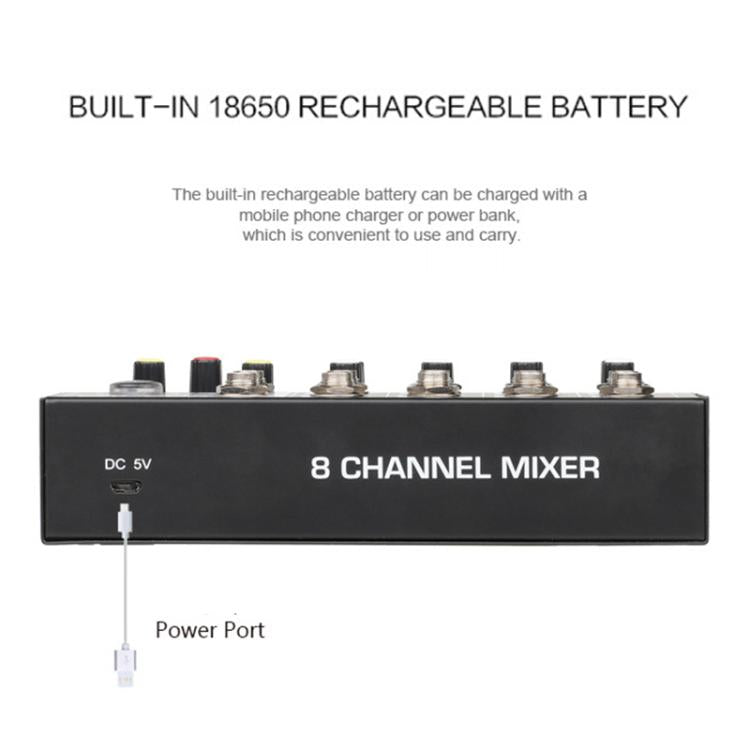 TEYUN Q48 8-Channels Microphone Audio Mixer