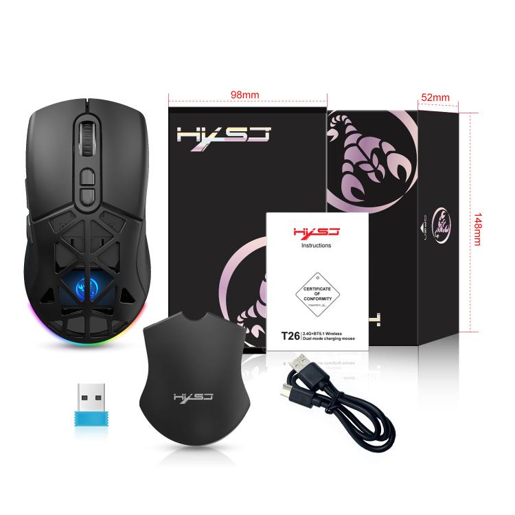 HXSJ T26 Dual Modes 2.4G BT5.1 Rechargeable Wireless Mouse