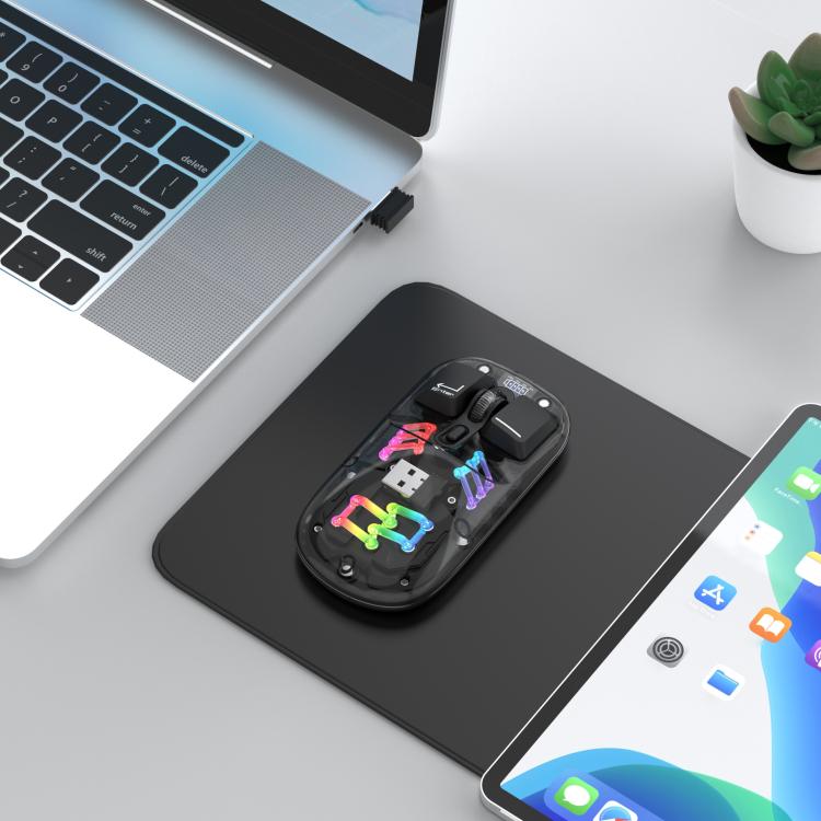 HXSJ T200 Dual Modes 2.4G BT5.0 Transparent RGB Wireless Mouse