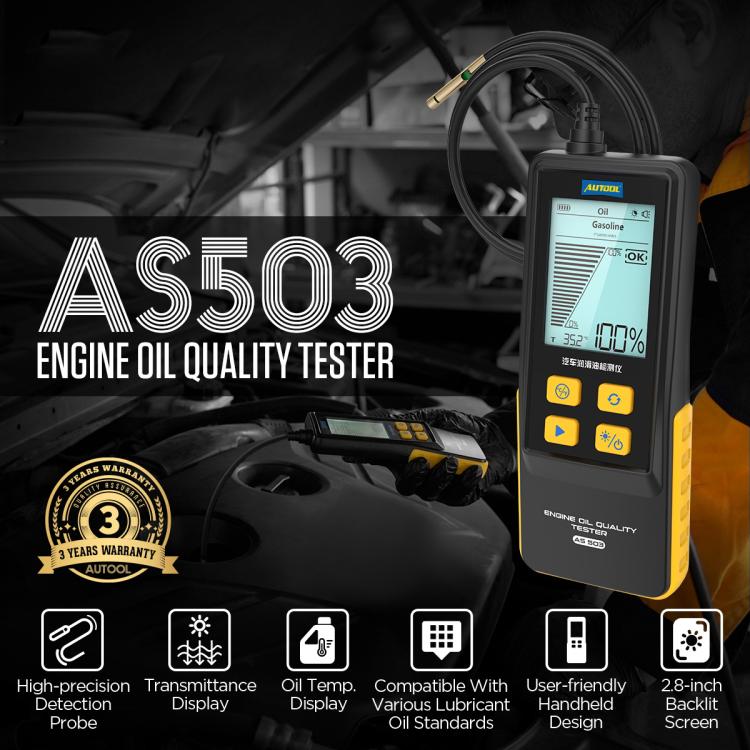 AUTOOL AS503 2.8 inch Backlit Display Car Engine Oil Tester Lubricating Oil Quality Analyzer