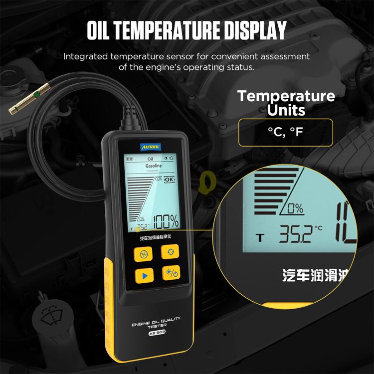 AUTOOL AS503 2.8 inch Backlit Display Car Engine Oil Tester Lubricating Oil Quality Analyzer