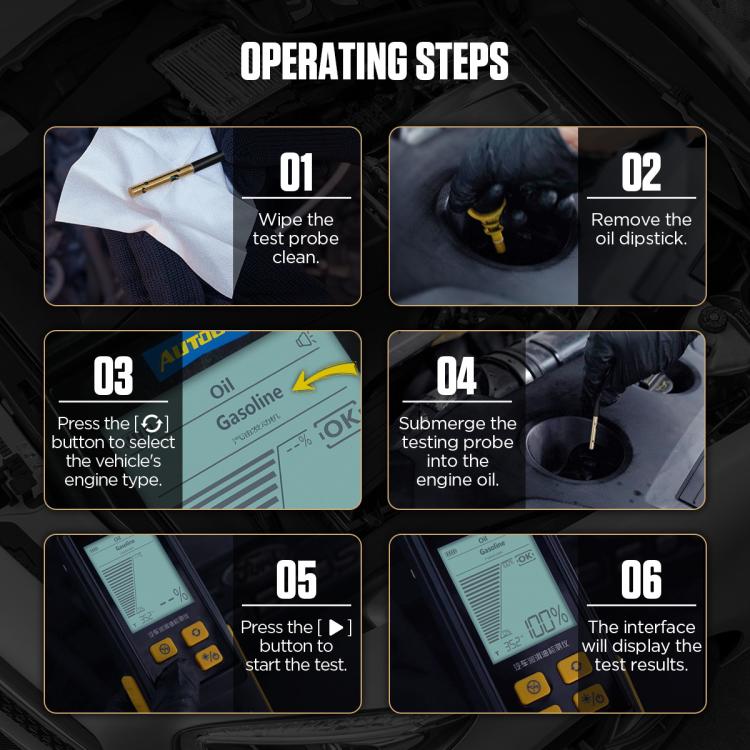 AUTOOL AS503 2.8 inch Backlit Display Car Engine Oil Tester Lubricating Oil Quality Analyzer