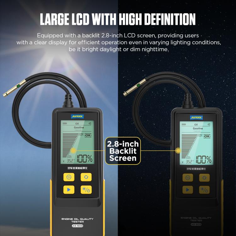 AUTOOL AS503 2.8 inch Backlit Display Car Engine Oil Tester Lubricating Oil Quality Analyzer