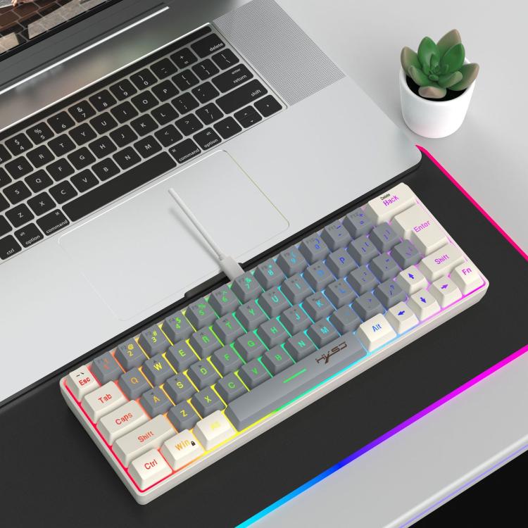 HXSJ V400 Wired Color Matching RGB Backlit Membrane Keyboard 63 Key Caps, Cable Length: 1.7m