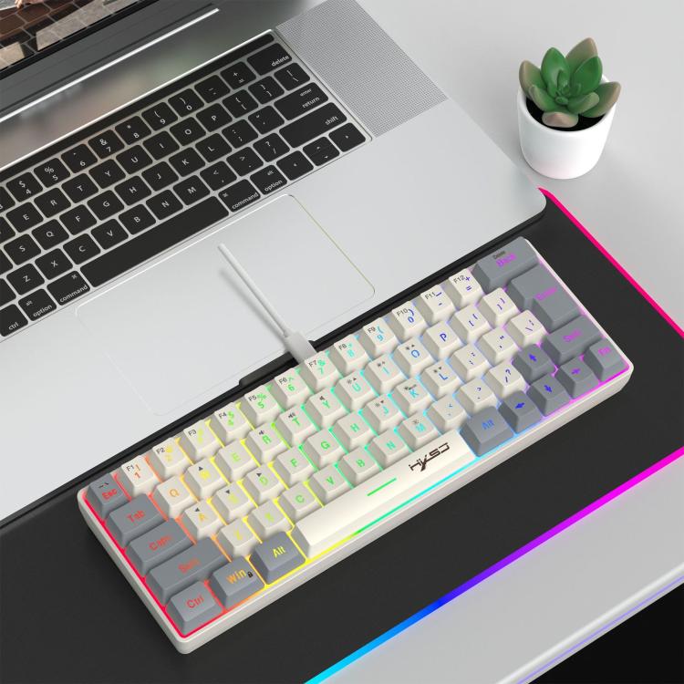 HXSJ V400 Wired Color Matching RGB Backlit Membrane Keyboard 63 Key Caps, Cable Length: 1.7m