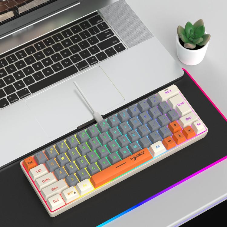 HXSJ V400 Wired Color Matching RGB Backlit Membrane Keyboard 63 Key Caps, Cable Length: 1.7m
