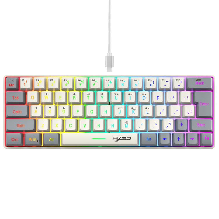 HXSJ V400 Wired Color Matching RGB Backlit Membrane Keyboard 63 Key Caps, Cable Length: 1.7m