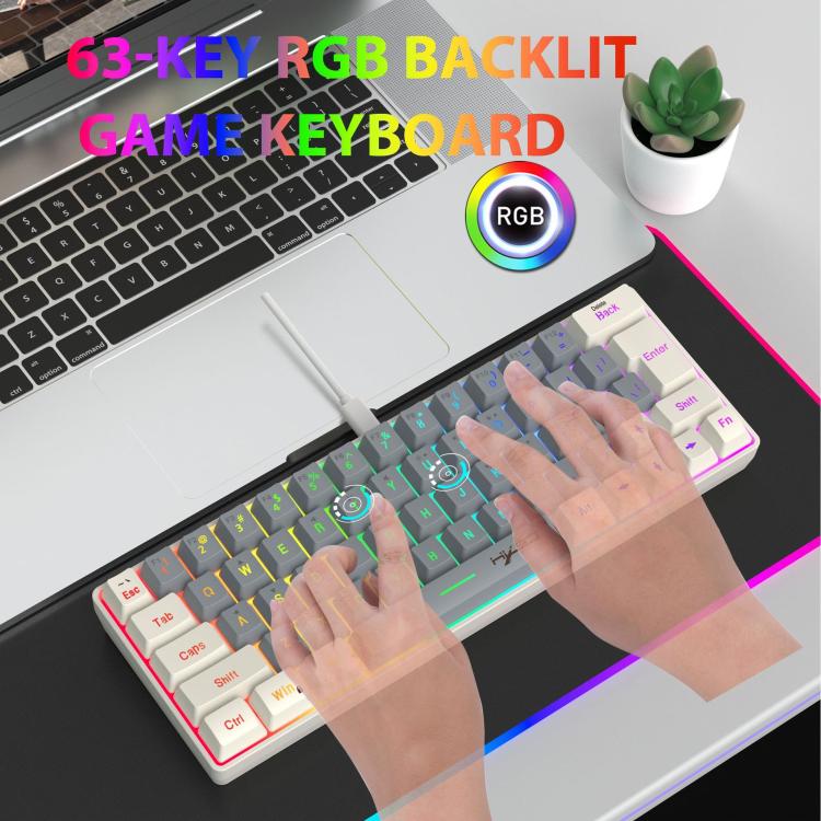 HXSJ V400 Wired Color Matching RGB Backlit Membrane Keyboard 63 Key Caps, Cable Length: 1.7m