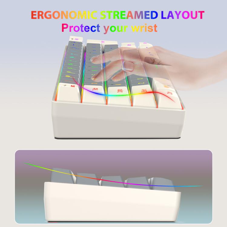 HXSJ V400 Wired Color Matching RGB Backlit Membrane Keyboard 63 Key Caps, Cable Length: 1.7m