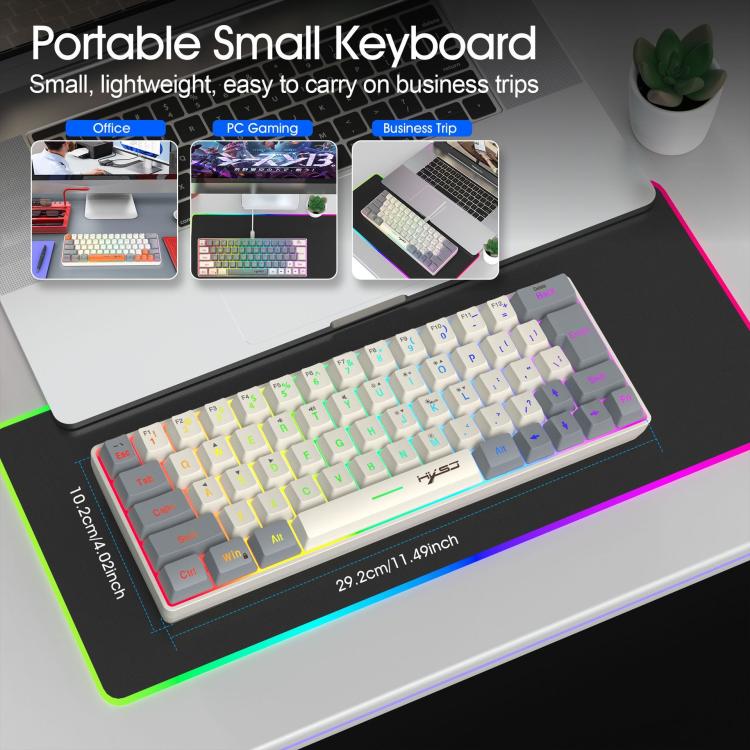 HXSJ V400 Wired Color Matching RGB Backlit Membrane Keyboard 63 Key Caps, Cable Length: 1.7m