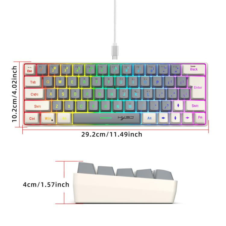 HXSJ V400 Wired Color Matching RGB Backlit Membrane Keyboard 63 Key Caps, Cable Length: 1.7m