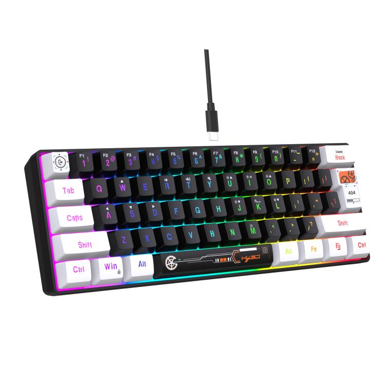 HXSJ V700WB Wired RGB Backlit Membrane Keyboard 61 Key Caps, Cable Length: 1.7m