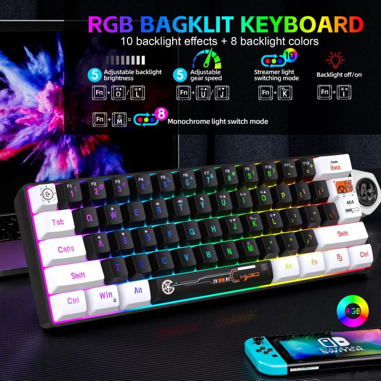HXSJ V700WB Wired RGB Backlit Membrane Keyboard 61 Key Caps, Cable Length: 1.7m