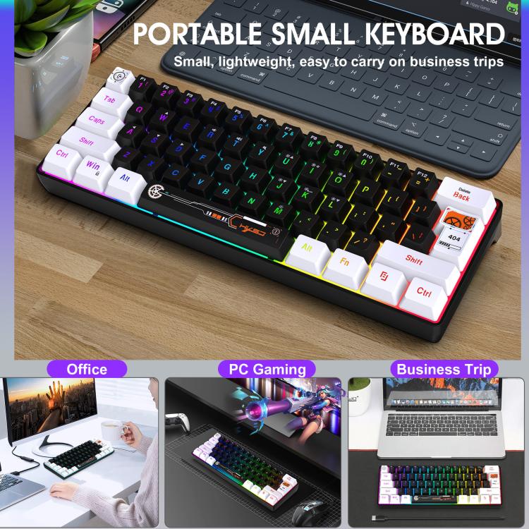 HXSJ V700WB Wired RGB Backlit Membrane Keyboard 61 Key Caps, Cable Length: 1.7m