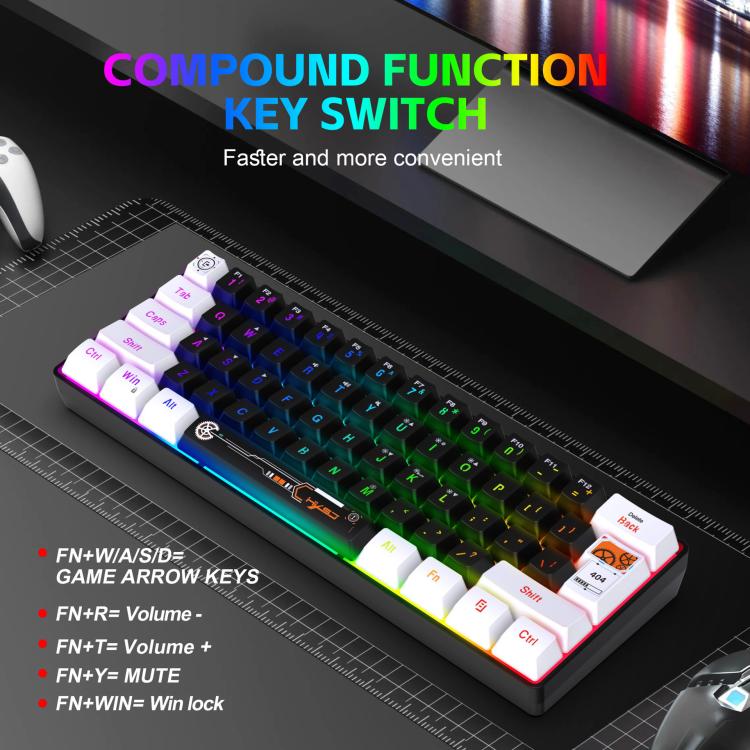 HXSJ V700WB Wired RGB Backlit Membrane Keyboard 61 Key Caps, Cable Length: 1.7m