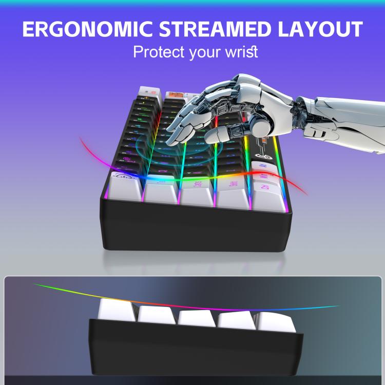HXSJ V700WB Wired RGB Backlit Membrane Keyboard 61 Key Caps, Cable Length: 1.7m