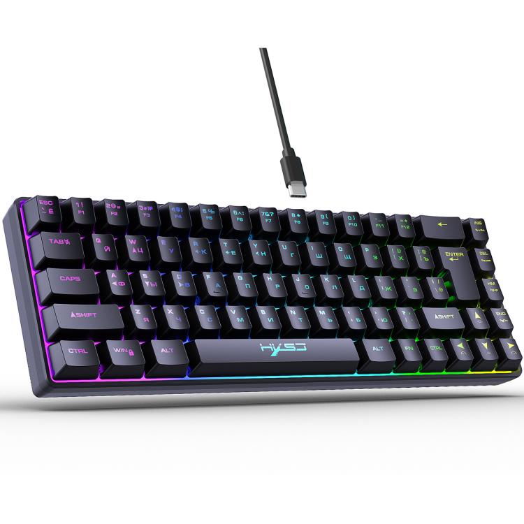 HXSJ V200 Russian Version Wired RGB Backlit Mechanical Keyboard 68 Key Caps, Cable Length: 1.7m