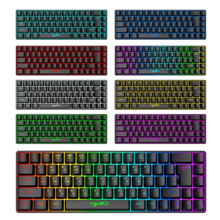 HXSJ V200 Russian Version Wired RGB Backlit Mechanical Keyboard 68 Key Caps, Cable Length: 1.7m