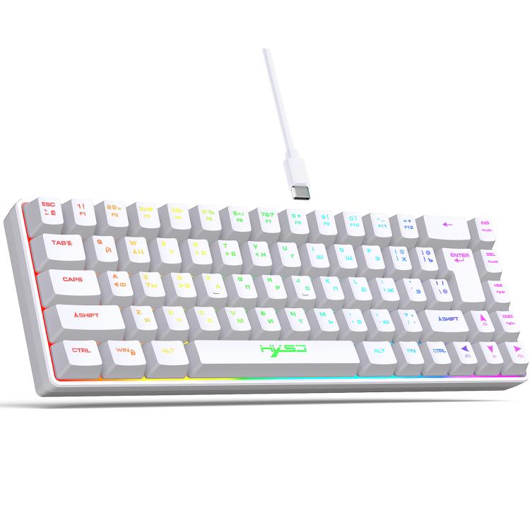 HXSJ V200 Russian Version Wired RGB Backlit Mechanical Keyboard 68 Key Caps, Cable Length: 1.7m