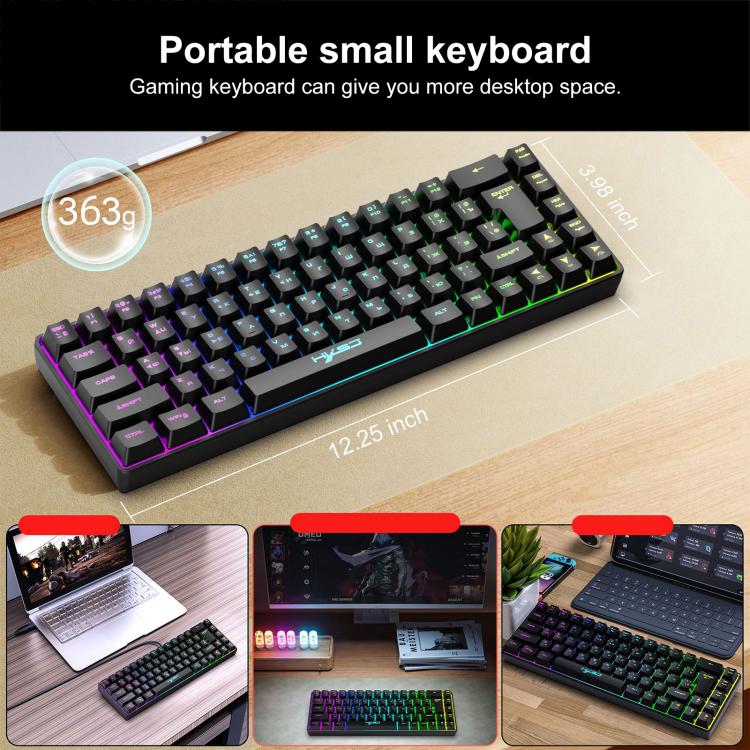 HXSJ V200 Russian Version Wired RGB Backlit Mechanical Keyboard 68 Key Caps, Cable Length: 1.7m