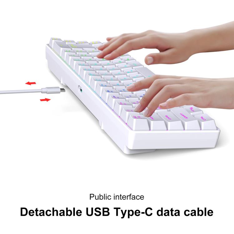 HXSJ V200 Russian Version Wired RGB Backlit Mechanical Keyboard 68 Key Caps, Cable Length: 1.7m