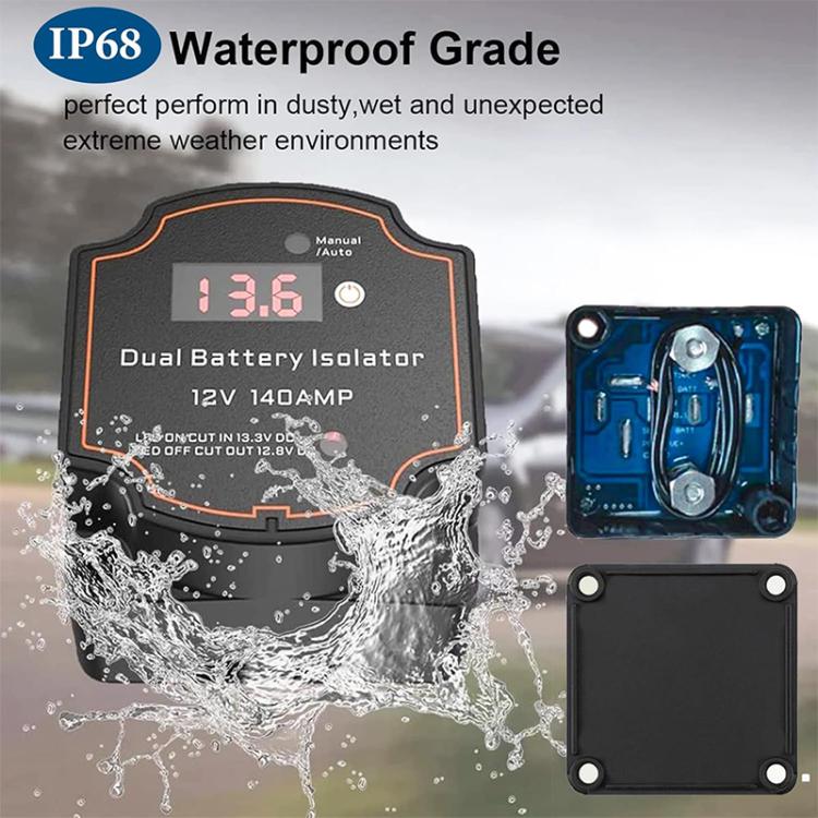 IP68 12V 140A Car Smart Dual Battery Isolation Controller with Digital Display Voltmeter