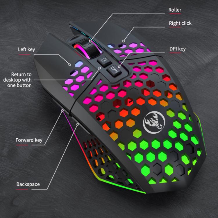 HXSJ T500 Hole Mouse 2.4G Backlight Rechargeable Wireless Mouse