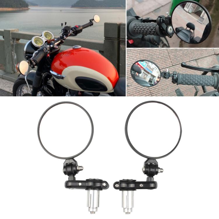 2pcs/Set Folding Motorcycle Handlebar Rearview Mirror Round Reversing Mirror