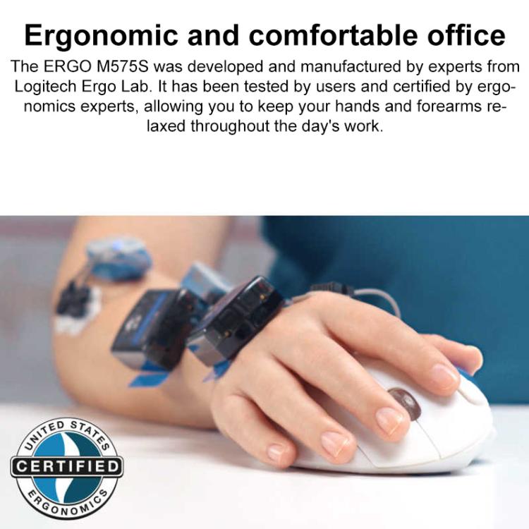 Logitech ERGO M575S Trackball Professional CAD Work Wireless Bluetooth Mouse