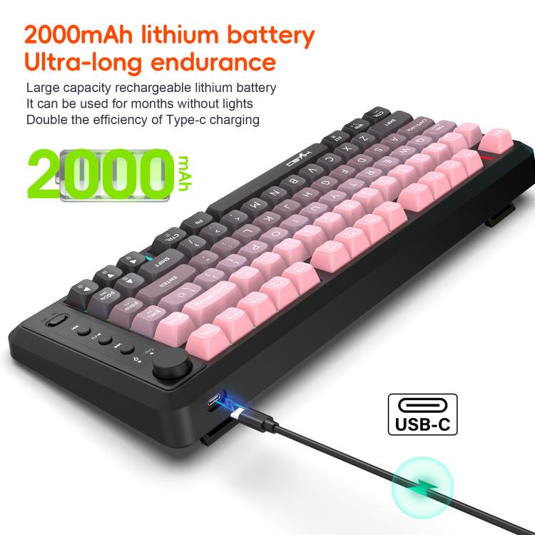 HXSJ L400 Three-mode Wireless RGB Light Thin Film 81 Keys Keyboard