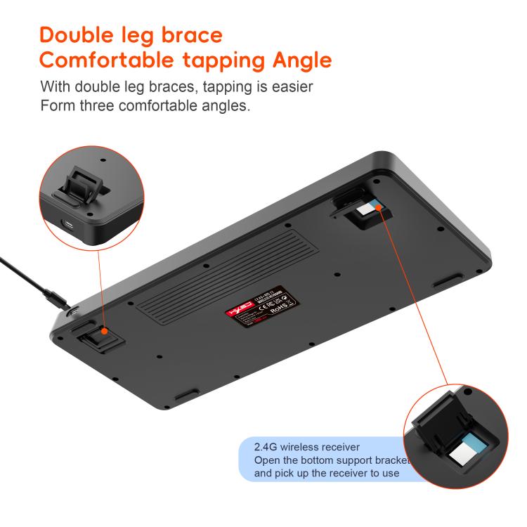 HXSJ L400 Three-mode Wireless RGB Light Thin Film 81 Keys Keyboard