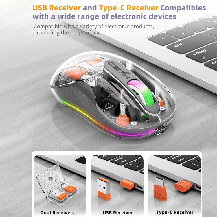 HXSJ M333 Three Modes Transparent Wireless Mouse