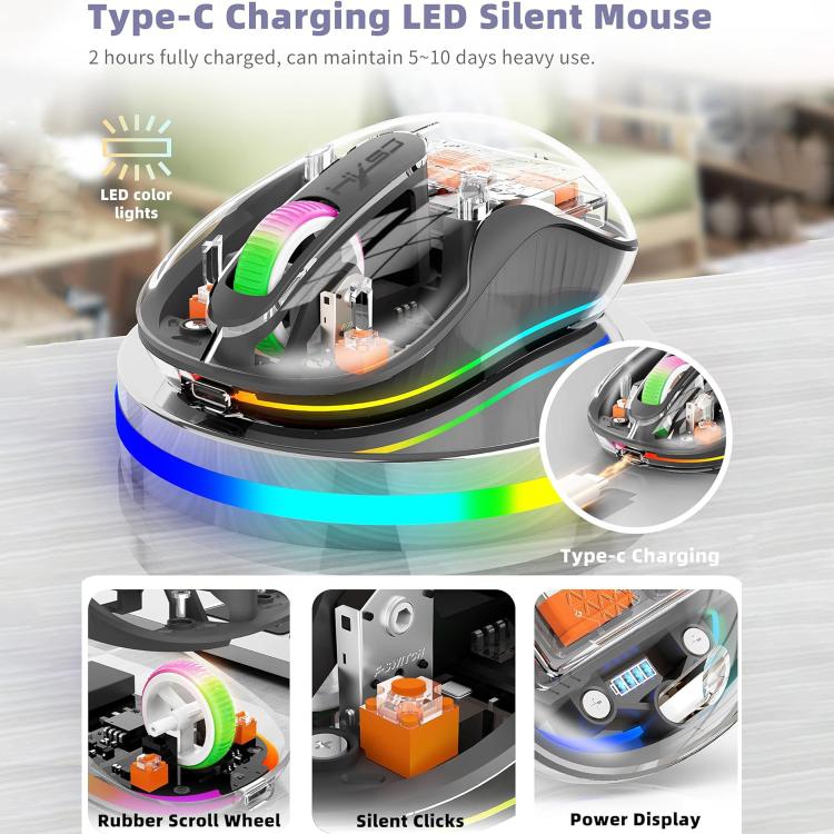 HXSJ M333 Three Modes Transparent Wireless Mouse