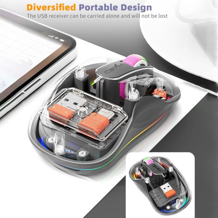 HXSJ M333 Three Modes Transparent Wireless Mouse