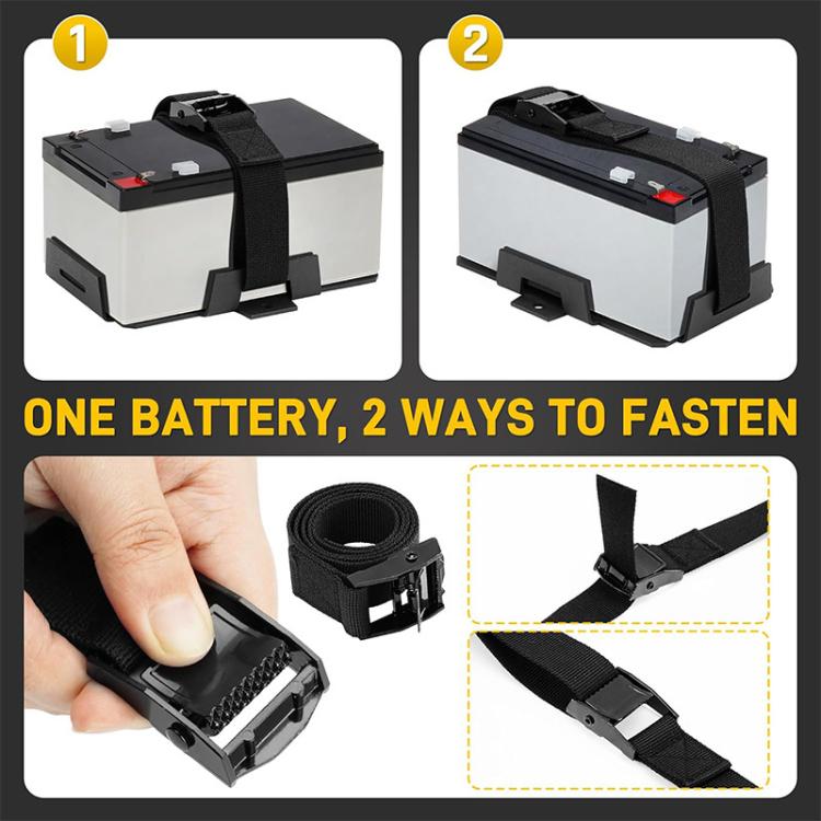 Aluminum Battery Tray Battery ?Fixed Bracket? for 12V/6V, 7-15AH Batteries with Adjustable Fixing Strap