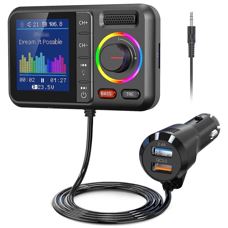 BT98 Colorful Screen Car Bluetooth MP3 Player FM Transmitter Cigarette Lighter Charging