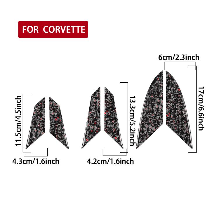 6pcs/Set Forged Gold Foil Carbon Fiber Car Engine Side Vents Decorative Sticker for Chevrolet Corvette C8 2020-, Left and Right Driver