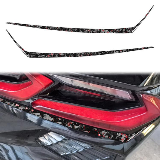 2pcs/Set Forged Gold Foil Carbon Fiber Car Taillight Below Decorative Sticker for Chevrolet Corvette C8 2020-, Left and Right Driver