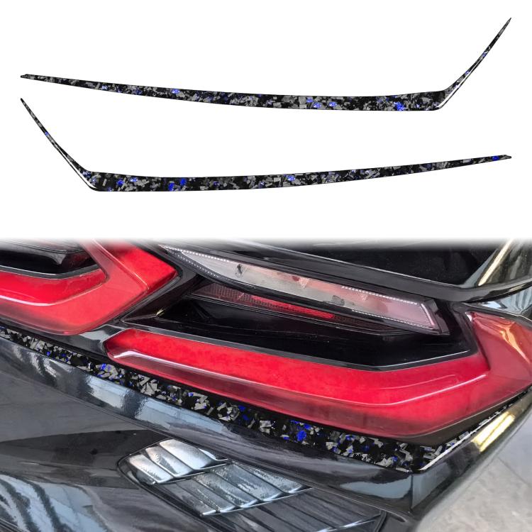 2pcs/Set Forged Gold Foil Carbon Fiber Car Taillight Below Decorative Sticker for Chevrolet Corvette C8 2020-, Left and Right Driver
