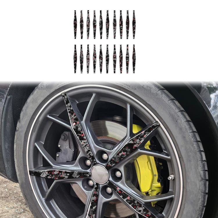 20pcs/Set Forged Gold Foil Carbon Fiber Car Wheels Decorative Sticker for Chevrolet Corvette C8 2020-, Left and Right Driver