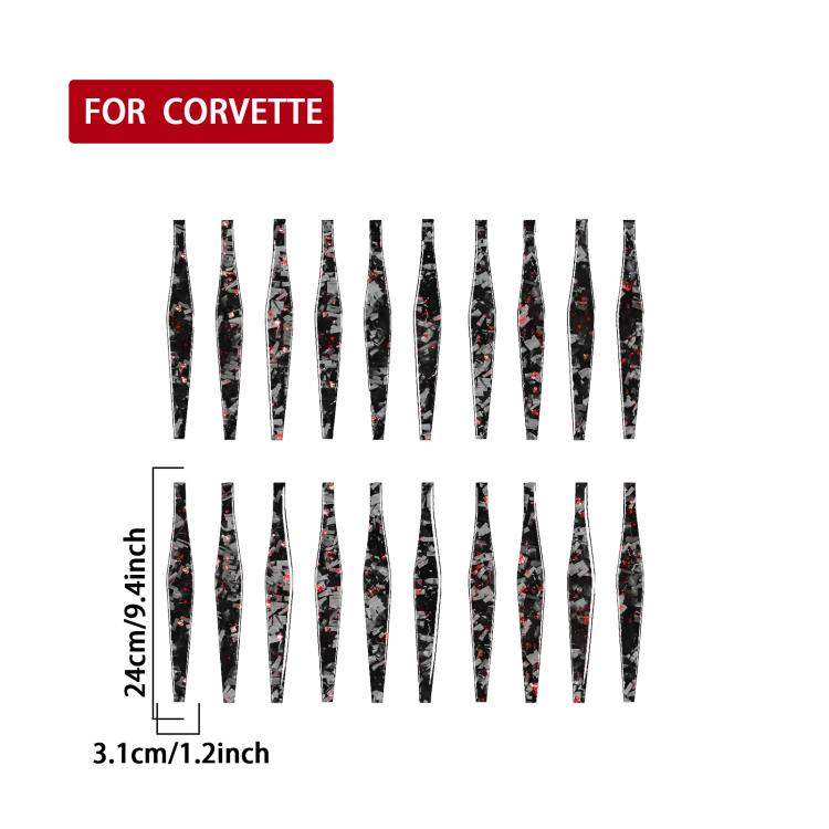 20pcs/Set Forged Gold Foil Carbon Fiber Car Wheels Decorative Sticker for Chevrolet Corvette C8 2020-, Left and Right Driver