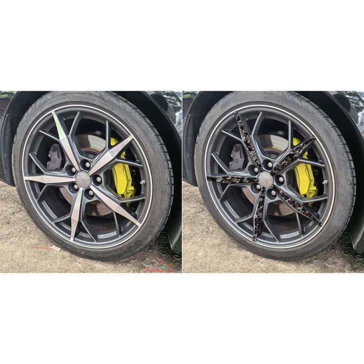 20pcs/Set Forged Gold Foil Carbon Fiber Car Wheels Decorative Sticker for Chevrolet Corvette C8 2020-, Left and Right Driver