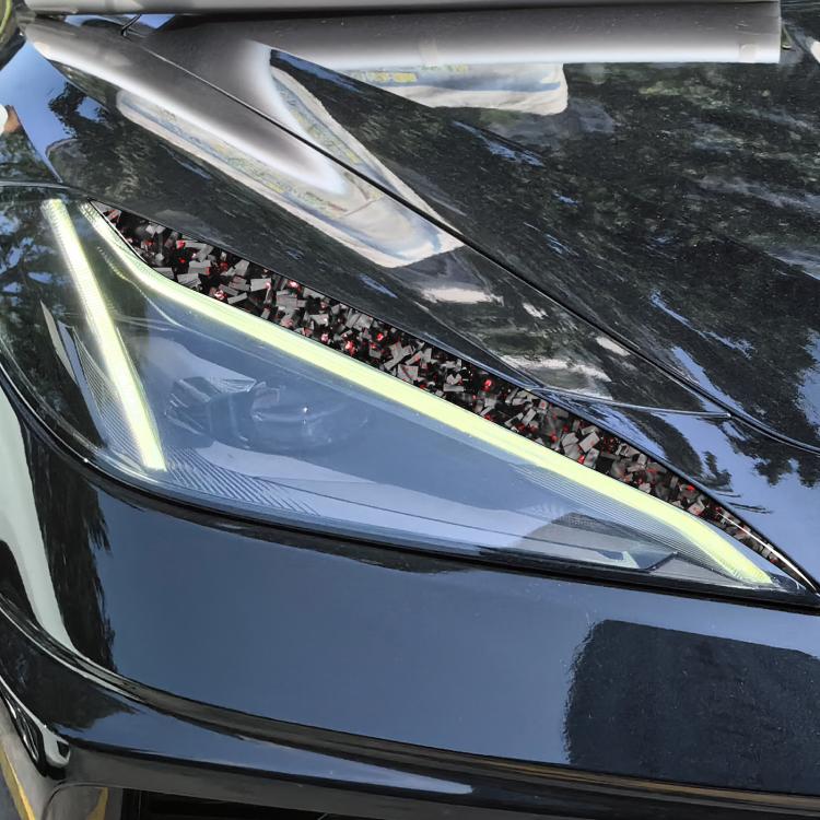 2pcs/Set Forged Gold Foil Carbon Fiber Car Light Eyebrow Decorative Sticker for Chevrolet Corvette C8 2020-, Left and Right Driver