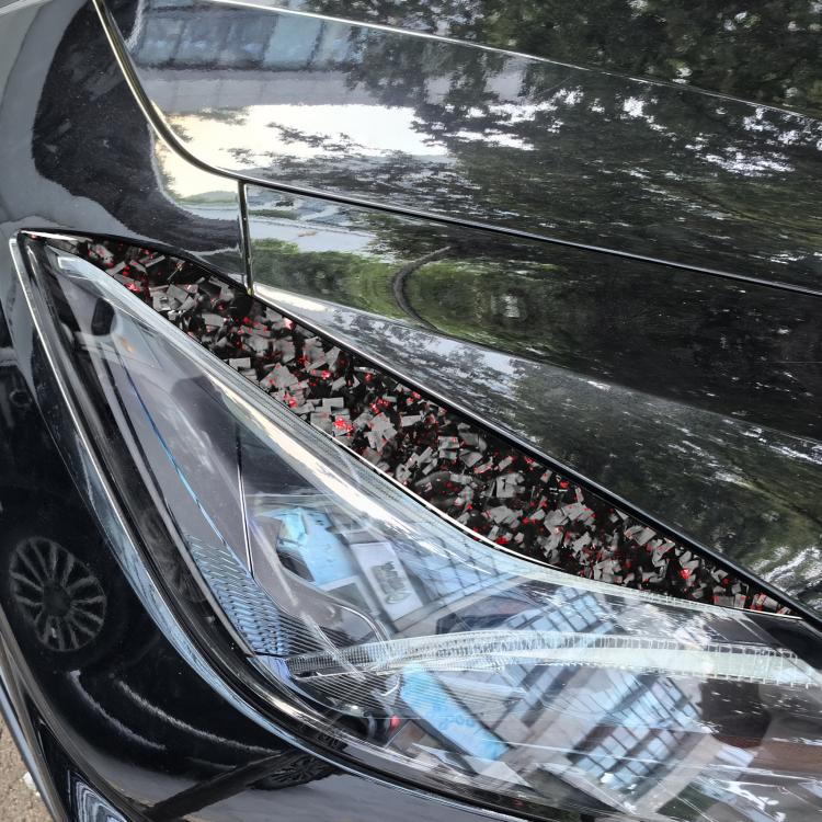 2pcs/Set Forged Gold Foil Carbon Fiber Car Light Eyebrow Decorative Sticker for Chevrolet Corvette C8 2020-, Left and Right Driver