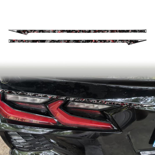 2pcs/Set Forged Gold Foil Carbon Fiber Car Taillight Decorative Sticker for Chevrolet Corvette C8 2020-, Left and Right Driver, Taillight