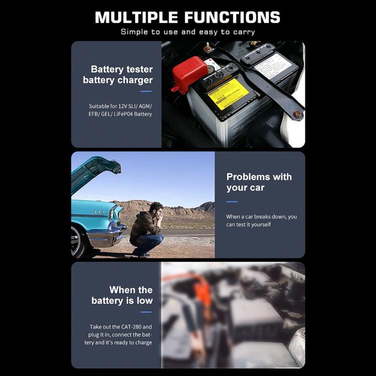 CAT-280 2 in 1 Car Battery Charger & Color Screen Battery Tester
