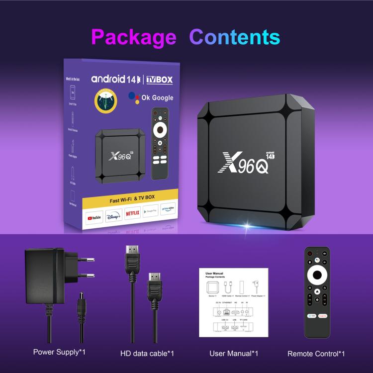 X96Q Android 14 Smart TV Box, RK3518 Quad-Core Cortex-A53