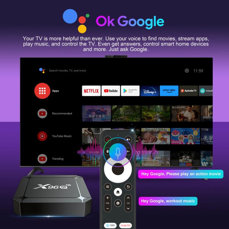 X96Q Android 14 Smart TV Box, RK3518 Quad-Core Cortex-A53